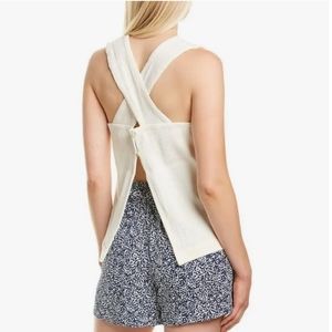 Madewell Ottoman Jacquard Cross-Back Tank Top Ivory AN430 Open Back Textured